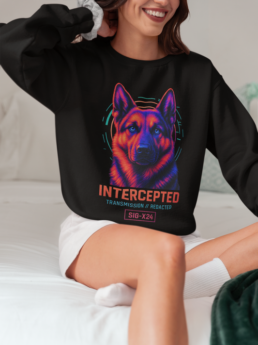Women's Intercepted Sweatshirt | Bold GSD Crewneck | German Shepherd Lover Gift