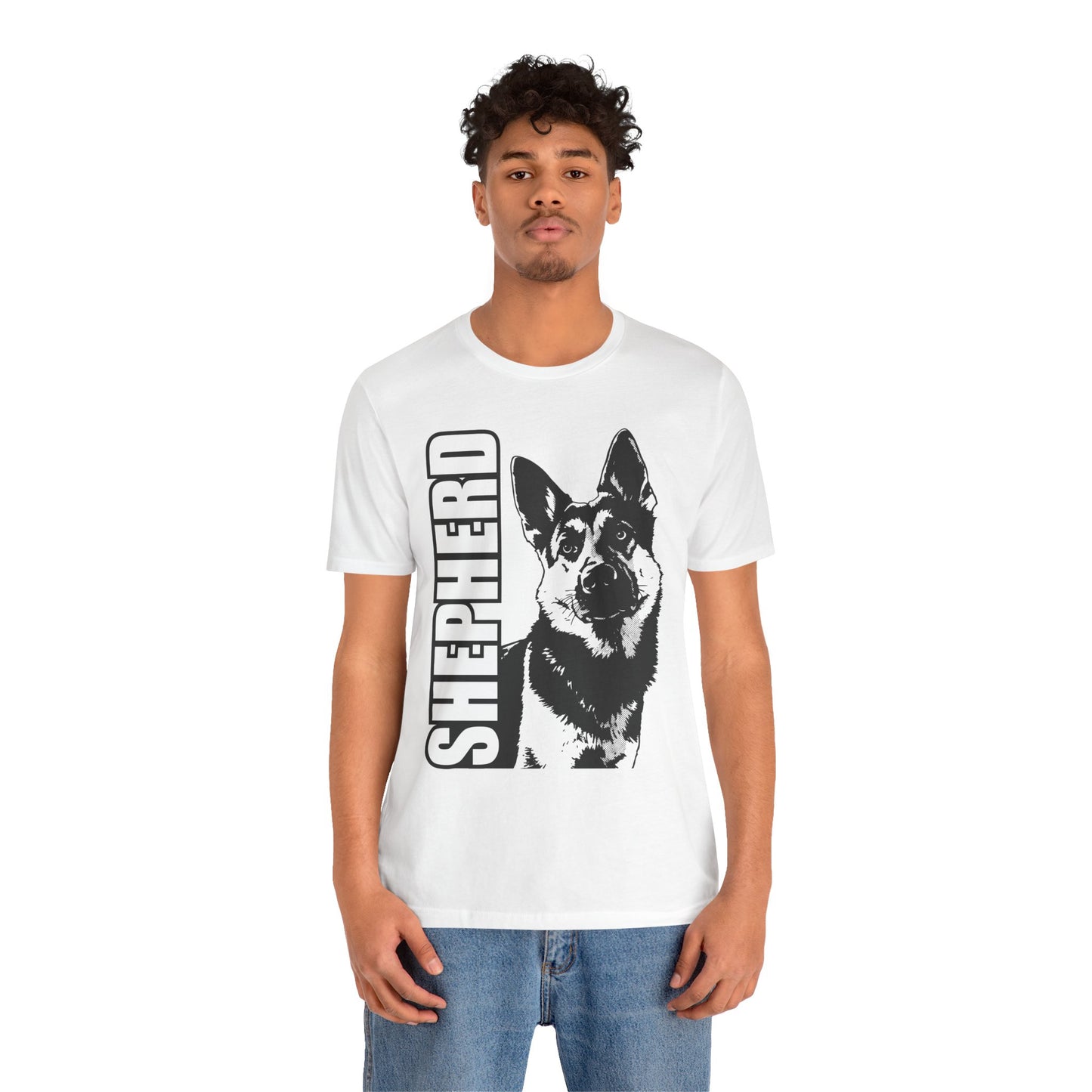 German Shepherd T-Shirt — Vertical 'Shepherd' Graphic Tee for Dog Lovers