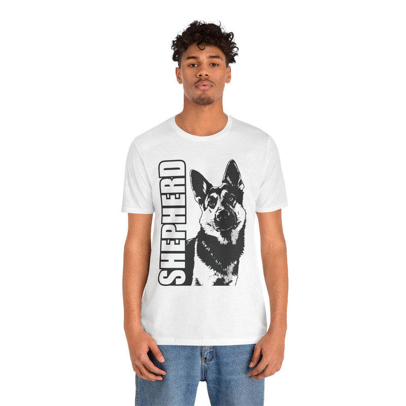German Shepherd T-Shirt — Vertical 'Shepherd' Graphic Tee for Dog Lovers
