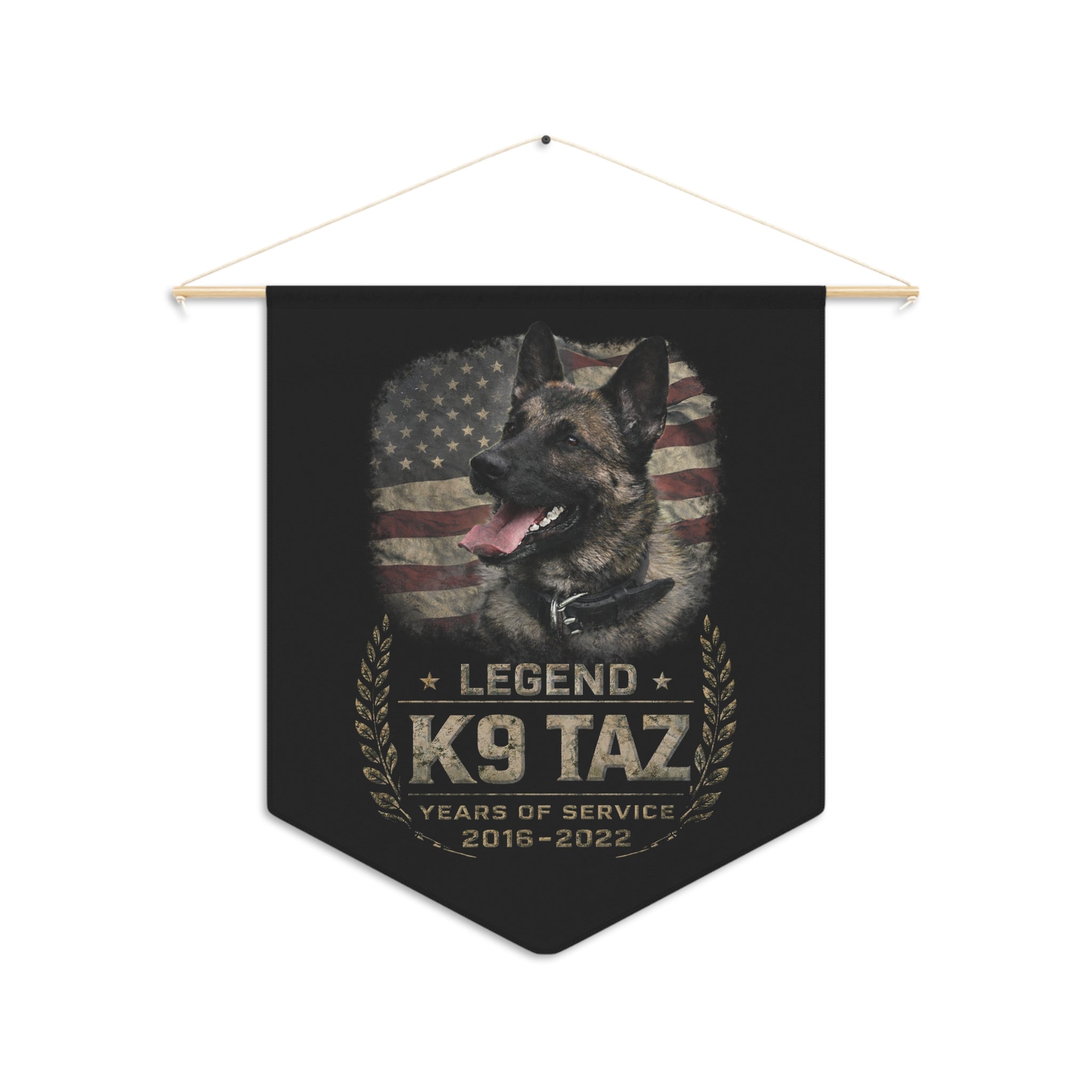 The "Legendary Grit" Pennant: A Wall of Respect for a Working Dog Who Gave His All | K9 Taz