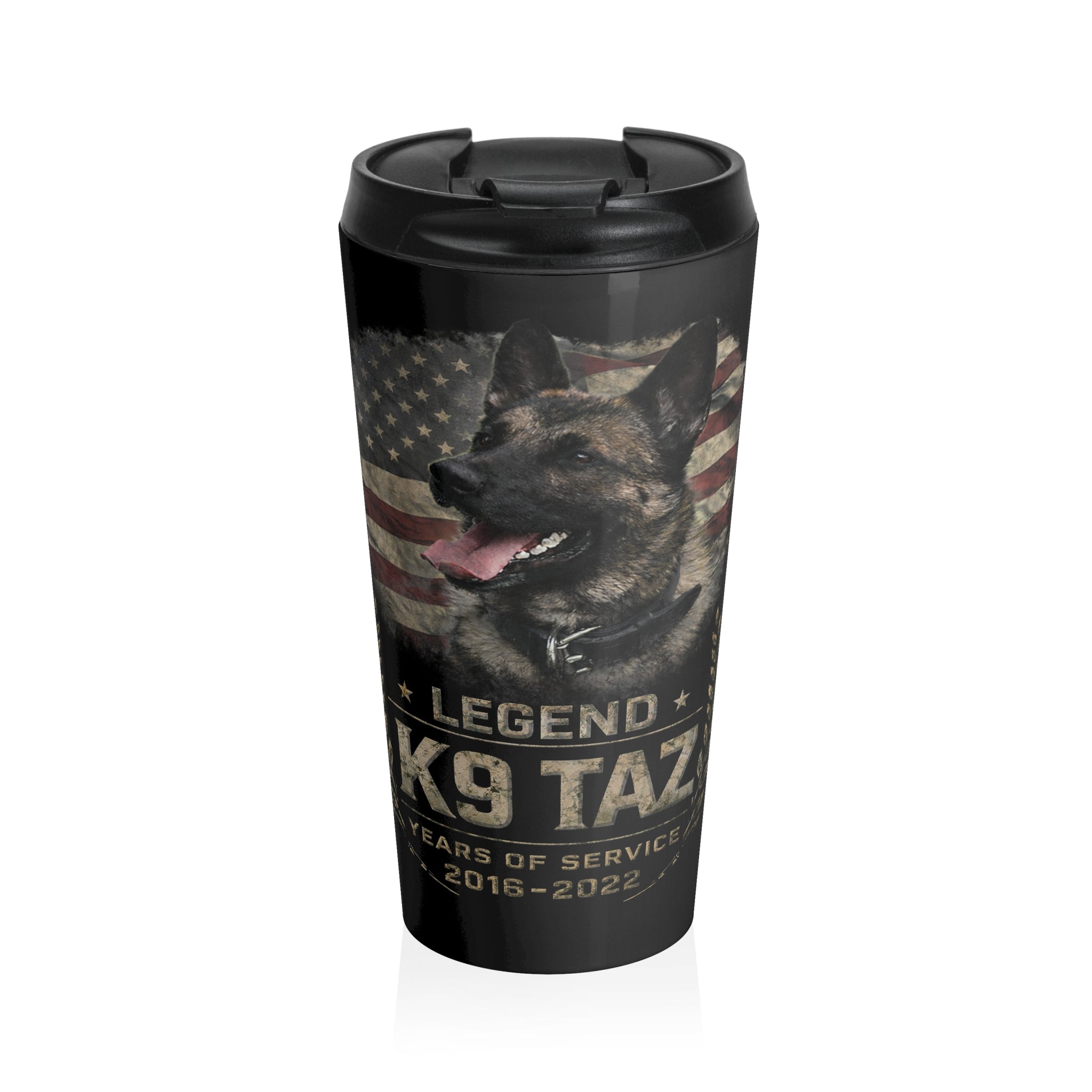The "Legendary Grit" Stainless Steel Travel Mug: Fuel for the Journey | Retired Police Dog Tribute | K9 Taz