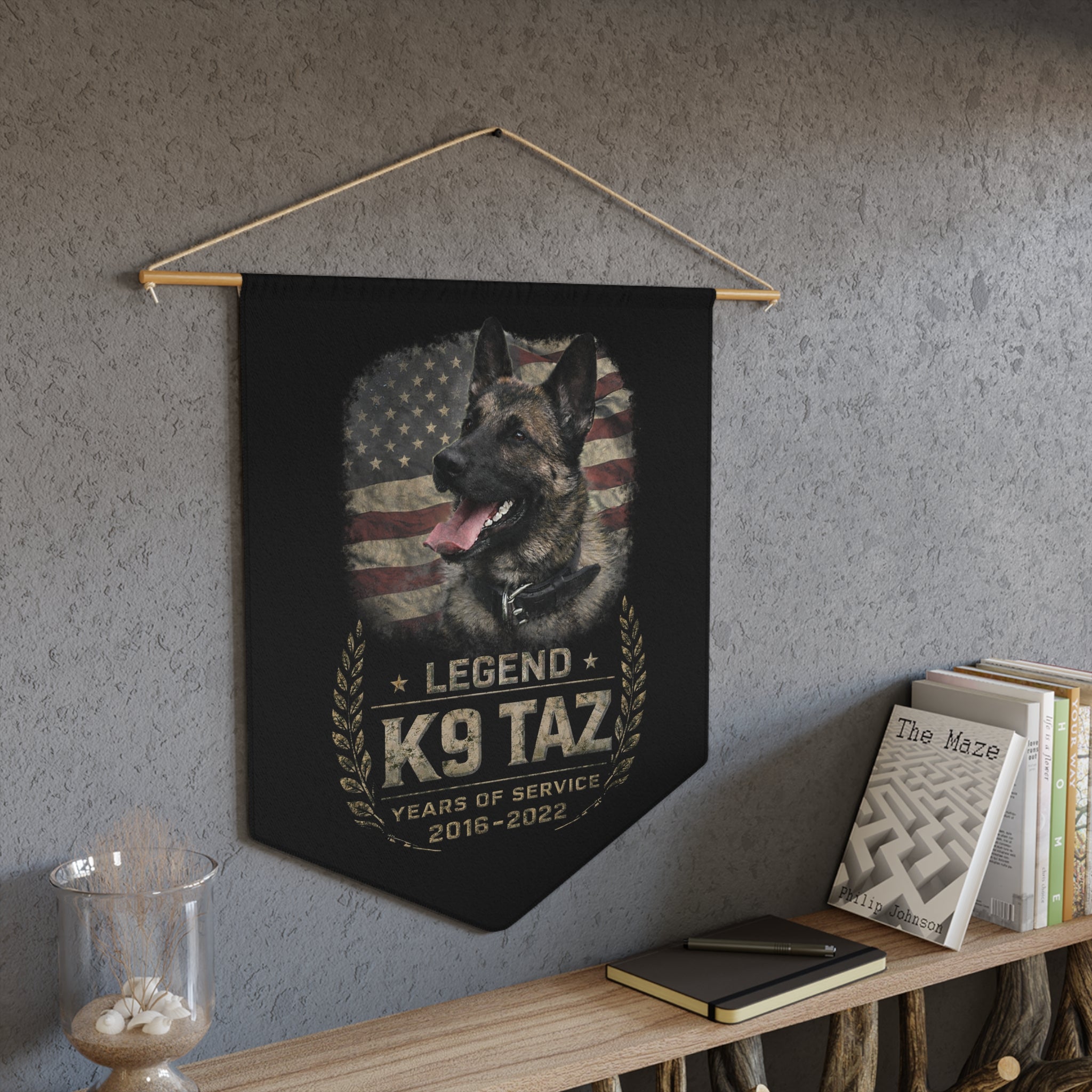 The "Legendary Grit" Pennant: A Wall of Respect for a Working Dog Who Gave His All | K9 Taz