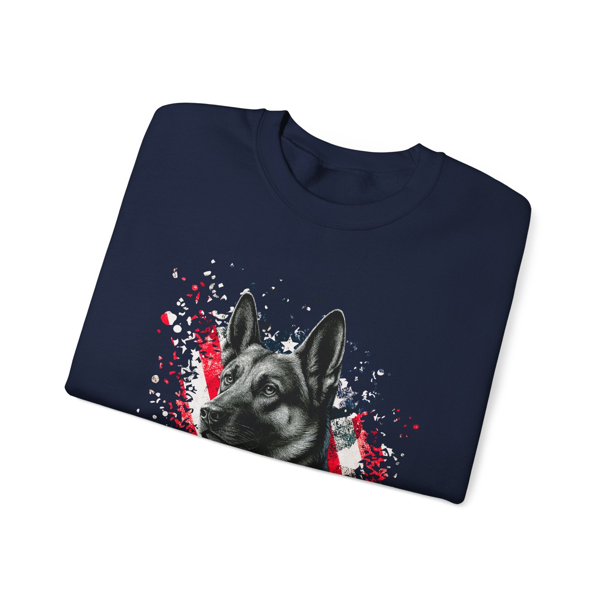 Men's Guardian Sweatshirt | Patriotic GSD Crewneck | German Shepherd Lover Gift | American Flag Shirt